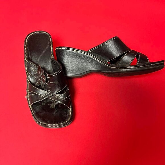 Aldo / Chunky brown leather wedge sandals 🤎🤍 - Picture 2 of 5